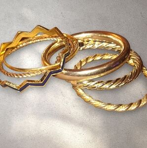 6 Pcs Bangle Bracelets Bold Classic Boho Chic Metal Bundle